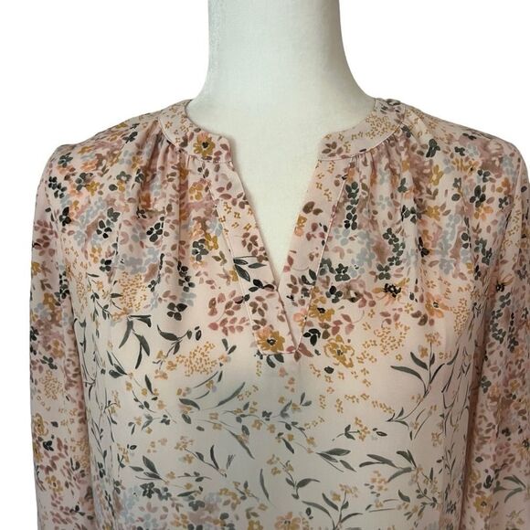 Cynthia Rowley Tie Sleeve Pink Floral Blouse. Size Small. Great Condition! - Picture 2 of 11
